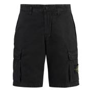 Katoenen Bermuda Shorts met Zakken Stone Island , Black , Heren