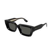 Zwarte Frame Grijze Lens Zonnebril Gucci , Black , Heren