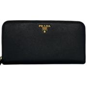 Pre-owned Leather wallets Prada Vintage , Black , Dames