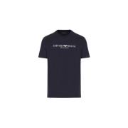 Adelaar Logo Katoenen T-shirt Emporio Armani , Blue , Heren