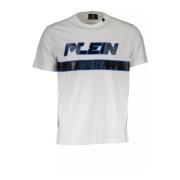 Wit Logo Print Katoenen Tee Plein Sport , White , Heren