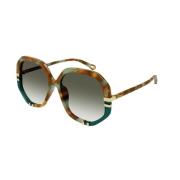 Stijlvolle Havana Groene Zonnebril Chloé , Multicolor , Unisex