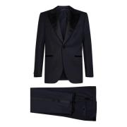 Blauwe Zijden Peak Revers Blazer Jurk Brioni , Blue , Heren