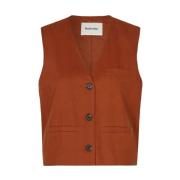 Roest Linnen Park Gilet Modström , Brown , Dames