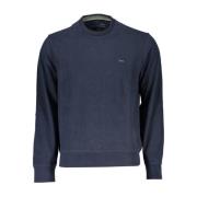 Blauwe Geborduurde Crew Neck Sweater Harmont & Blaine , Blue , Heren