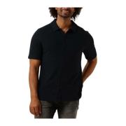 Korte mouw knoop omhoog shirt voor mannen Pure Path , Blue , Heren