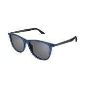 Blauw Frame Zilveren Lens Zonnebril Montblanc , Blue , Unisex