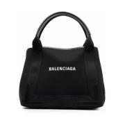 Zwarte Logo Patch Tote Tas Balenciaga , Black , Dames