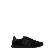 Zwarte Suède Mesh Aria Sneakers Dolce & Gabbana , Black , Heren