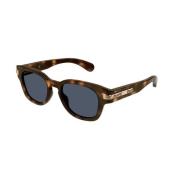 Stijlvol Havana Frame Blauwe Lens Zonnebril Gucci , Brown , Unisex