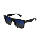 Stijlvolle Zwarte Zonnebril Blauwe Lenzen Gucci , Black , Unisex