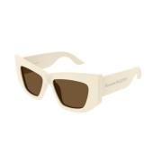 Ivory Brown Zonnebril Am0448S 004 Alexander McQueen , Beige , Unisex