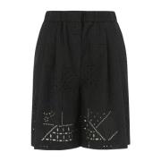Zwarte Katoenen Bermuda Shorts Msgm , Black , Dames