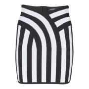 Korte gestreepte gebreide rok Balmain , Black , Dames