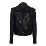 Kalfsleren bikerjack Balmain , Black , Heren