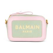 Camera-etui in canvas en leer Balmain , Green , Dames