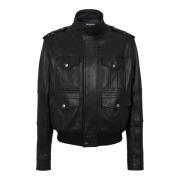 Lamsleren jas met 4 zakken Balmain , Black , Heren