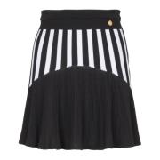 Geplooide gestreepte gebreide rok Balmain , Black , Dames