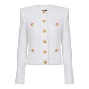 Miami tweed 4-zakken jas Balmain , White , Dames