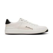 Kalfsleren B-Court trainers met logo Balmain , White , Heren