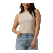 Rib Tank Top Beige Damesmode Calvin Klein , Beige , Dames