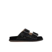 Platte comfort sandaal met strass Alma EN Pena , Black , Dames