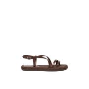 Stijlvolle leren sandalen met zilveren gesp Max Mara Weekend , Brown ,...