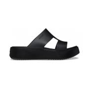 Platform H-Strap Sandalen voor Getaway Crocs , Black , Dames