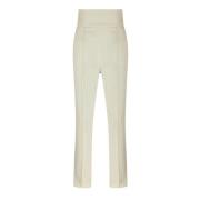 Hoge Tapered Wollen Broek Loulou Studio , Beige , Dames