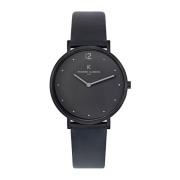 Elegante Leren Quartz Horloge Zwart Vrouwen Pierre Cardin , Black , Da...