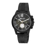 Zwarte Multi-Functionele Analoge Horloge Just Cavalli , Black , Heren