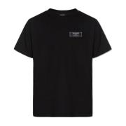 Patched T-shirt Balmain , Black , Heren