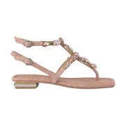 Platte Griekse sandaal met enkelband Alma EN Pena , Pink , Dames