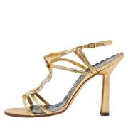 Pre-owned Leather sandals Manolo Blahnik Pre-owned , Yellow , Dames