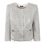 Zilver Tweed Buitenkleding Kristalversiering Elisabetta Franchi , Gray...
