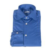 Katoenen Overhemd Lange Mouw Regular Fit Kiton , Blue , Heren
