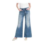 Vintage Mid Rise Flared Jeans Cycle , Blue , Dames