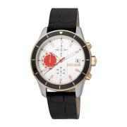 Analoge roestvrijstalen horloge met leren band Just Cavalli , Multicol...