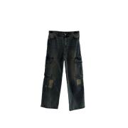 Indigo Denim Loose Cargo Jeans met Snake Patch Just Cavalli , Blue , D...