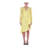 Gele Jurk met Logo Detail Elisabetta Franchi , Yellow , Dames