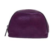 Pre-owned Leather clutches Gucci Vintage , Purple , Dames