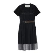 Mesh En Velvet Jurk Andersson Bell , Black , Dames