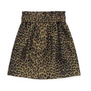 Leopard-Jacquard Rok Ganni , Green , Dames