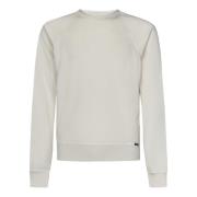 Ivory Crewneck Sweater Logo Label Tom Ford , Beige , Heren