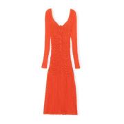 Gerimpelde Stretch-Kant Midi Jurk Ganni , Orange , Dames