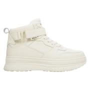 Lichte Beige High-Top Leren Sneakers Estro , Beige , Dames