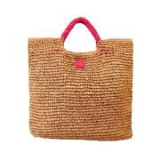 Strooien strandtas met logo Sundek , Brown , Dames