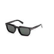 Shiny Black Green Zonnebril Ez0240 Ermenegildo Zegna , Black , Unisex