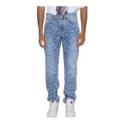 Slimme Jeans met Patroon en Riemlussen John Richmond , Blue , Heren