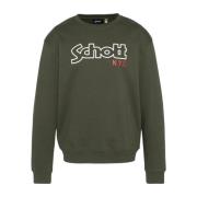 Iconische Fleece Sweatshirt Groen Ronde Hals Schott NYC , Green , Here...